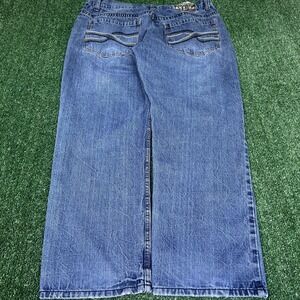 VTG‎ Makaveli Jeans Mens 38x29" Blue Relaxed Straight Leg Embroidered Tupac Y2K